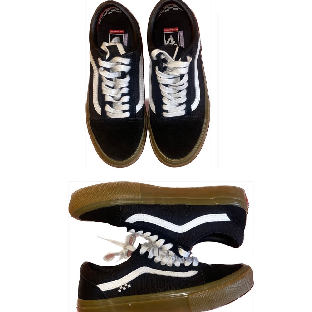 Vans skate black and gum old skool shoes
